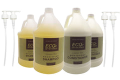 Eco Amenities gallon shampoo with tea tree for a refreshing cleanse in guest bathrooms.