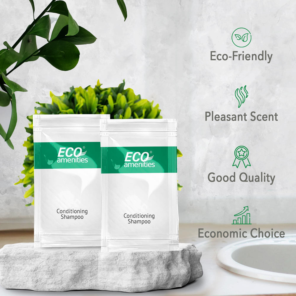Eco Amenities leak-proof sachets keep contents secure during transit.