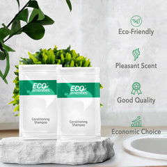 Eco Amenities leak-proof sachets keep contents secure during transit.