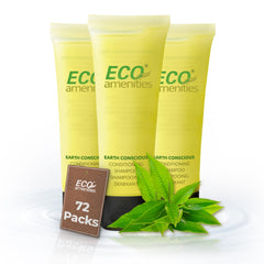 Eco Amenities shampoo mini flip-cap tubes, 30ml, ideal for in-room guest amenities.