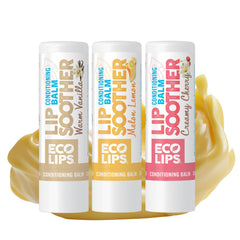 Eco Lips Conditioning Lip Soother three-pack on shelf for daily hydration