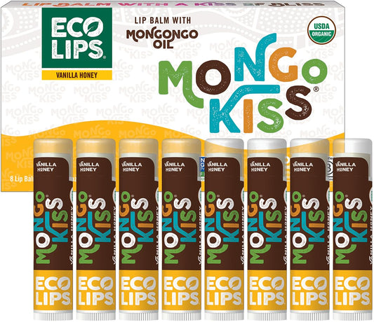 Eco Lips Mongo Kiss 8-pack tubes provide daily lip moisture.