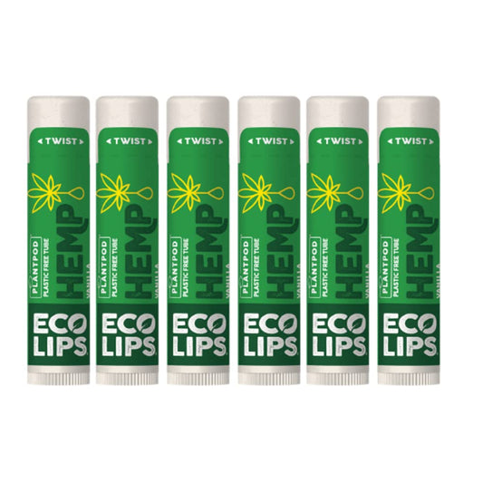 Eco Lips organic hemp lip balm vanilla 6-pack for daily moisture
