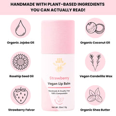 Close-up view of vegan, organic lip balm with coconut oil for daily moisture.