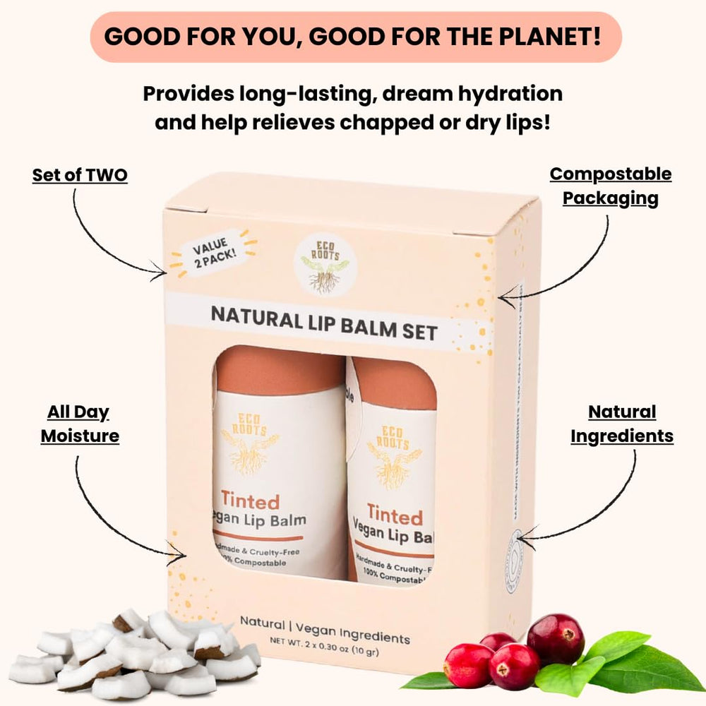 USA-made, small-batch ECO ROOTS lip balm ready for daily use.