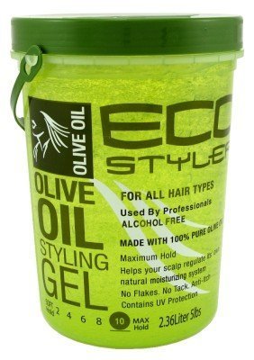 Eco Style Olive Oil Styling Gel with 5 lb packaging for flexible hold and shine.