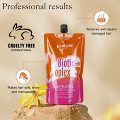 Hair after use looks silky, shiny, and manageable with EcoLchi mask