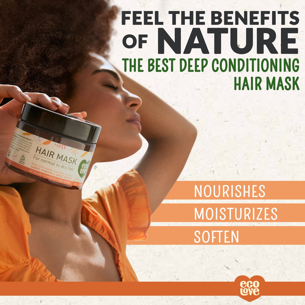 EcoLove Hair Mask sweet potato extract delivers deep moisture and softness.
