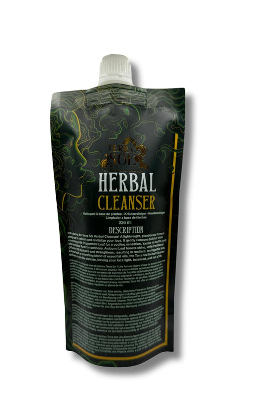 Ecoslay Terra Sol herbal cleanser packaging flatlay highlights natural formula for clean scalp
