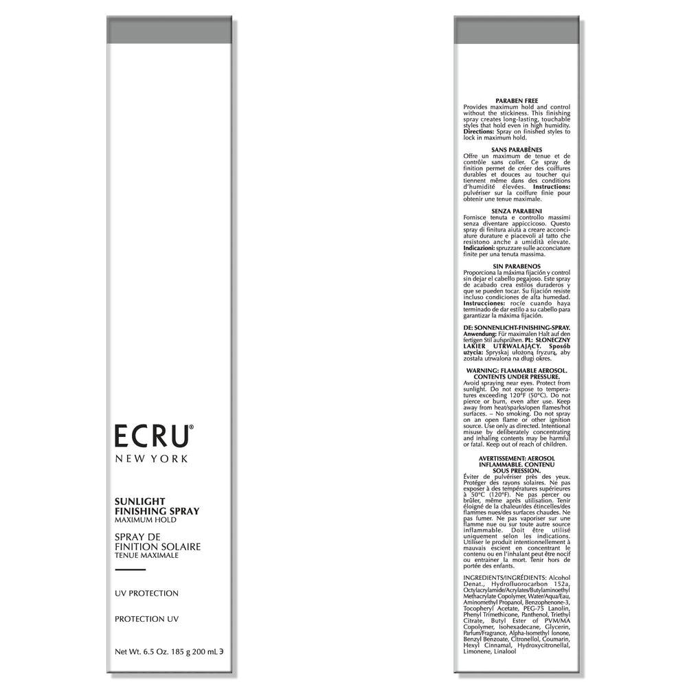 ECRU New York Sunlight Finishing Spray being applied for restyling without stiffness.