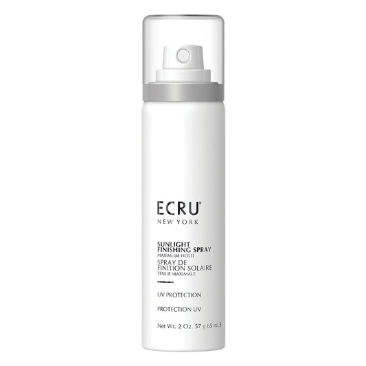 ECRU New York Sunlight Finishing Spray bottle demonstrating ultra-dry hold and natural shine.