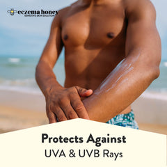 Eczema Honey Hydrating Mineral Sunscreen ingredients include honey and oat