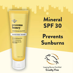 Eczema Honey Hydrating Mineral Sunscreen packaging with SPF 30 for travel