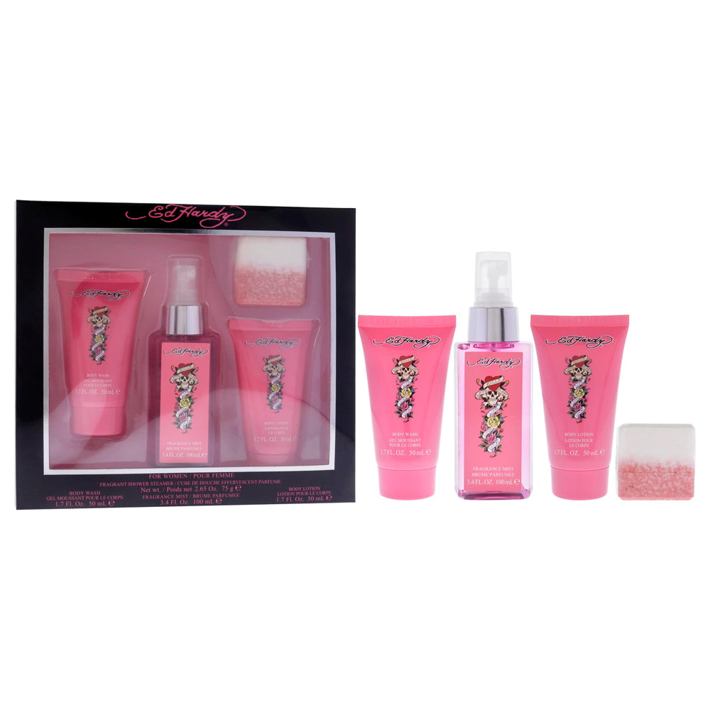 ED HARDY shower steamer in the gift set offers spa-like scent during shower.