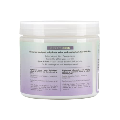 Close-up of hands applying EDEN BodyWorks lavender aloe butter to hair.