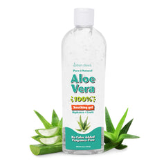 Eden Dews Aloe Vera Gel applied to the face for soothing hydration.