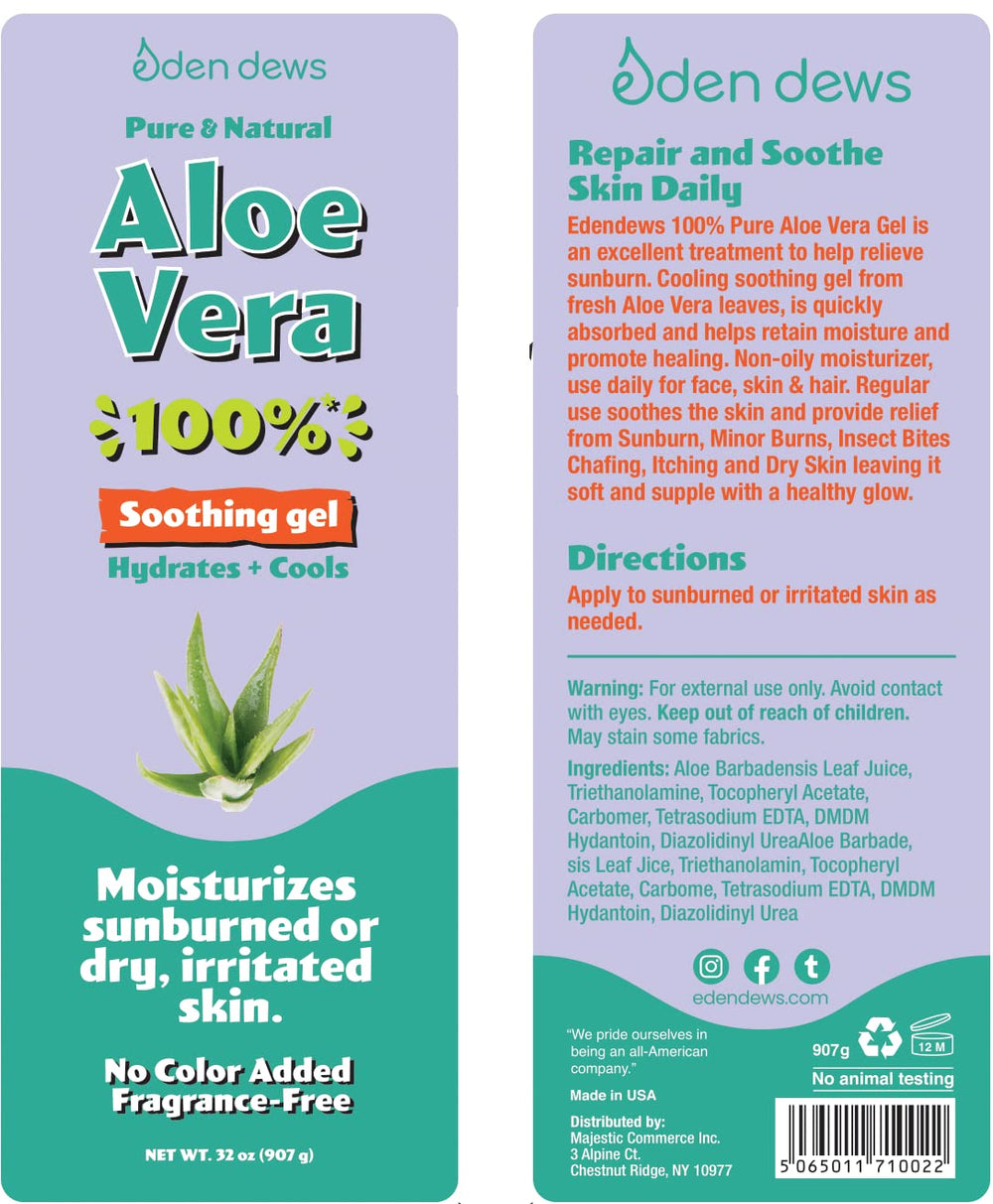 Texture close-up of Eden Dews Aloe Vera Gel smoothing the skin.