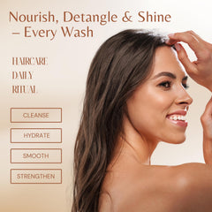 EDENIKA BOTANICALS Ginger Shampoo lather on hand demonstrates cleansing and manageability