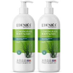 EDENIKA BOTANICALS Lemongrass Body Wash bottle showing refreshing formula for sensitive skin