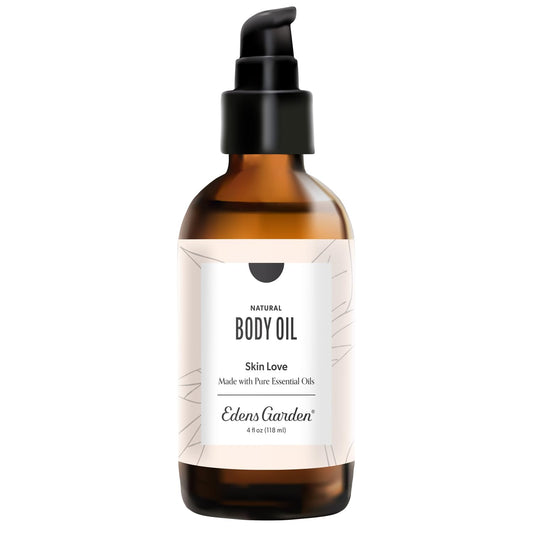 Edens Garden Skin Love Bath & Body Oil bottle pour for quick hydration after shower