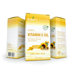 Eden's Semilla Vitamin E oil dropper application promotes smooth, non-greasy moisturization.