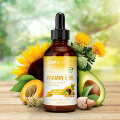 Eden's Semilla Vitamin E oil ingredients: rosehip and jojoba for natural hydration.