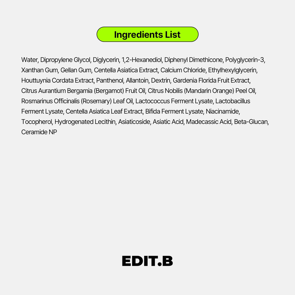 EDIT.B product beside heartleaf plant highlighting natural soothing benefit