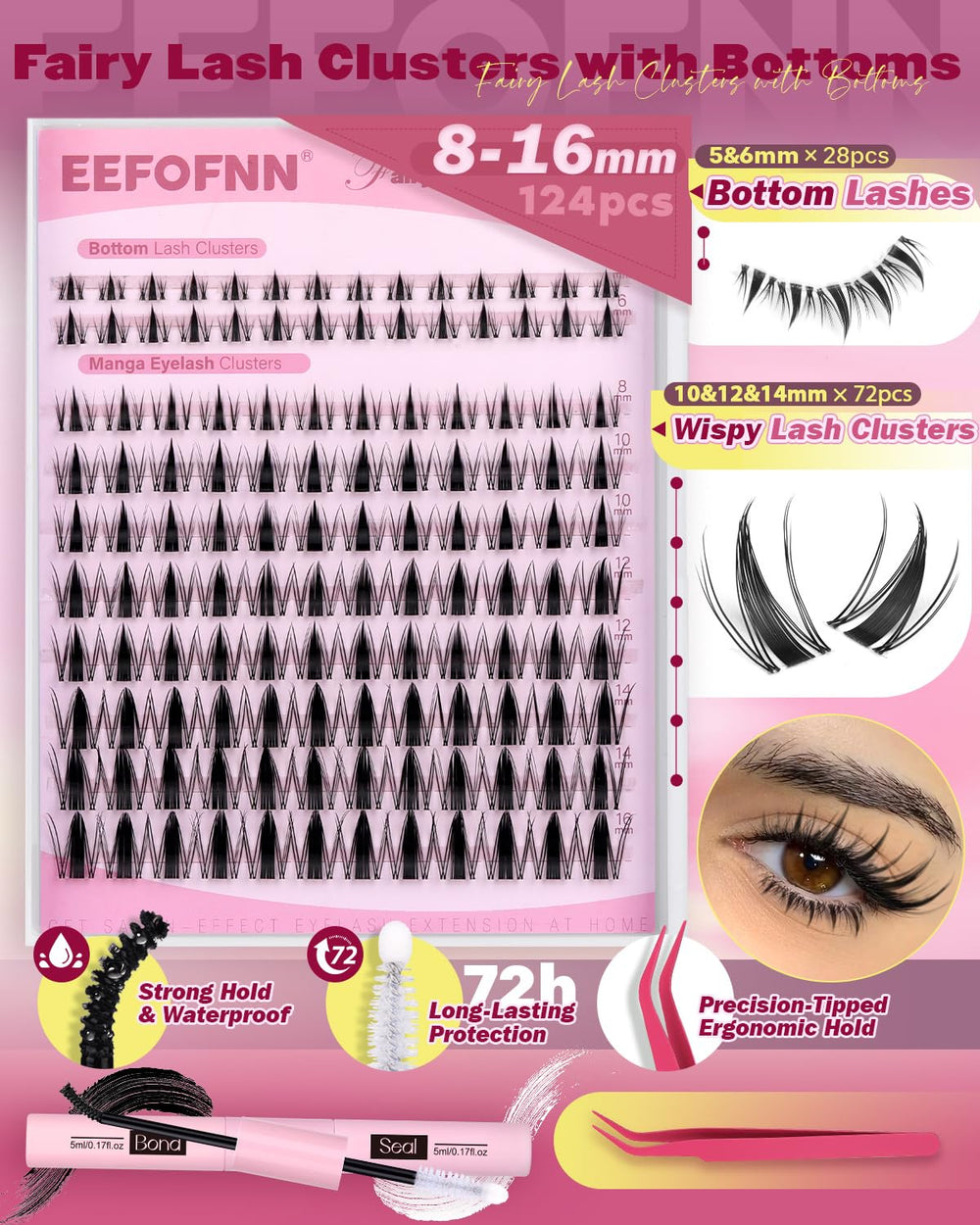 Eefofnn bottom lashes 5-6mm add depth and balance to everyday looks