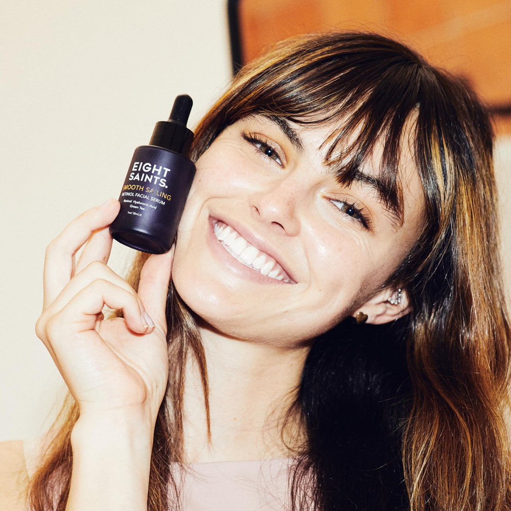 Eight Saints green tea antioxidants supporting calmer, less irritated skin.