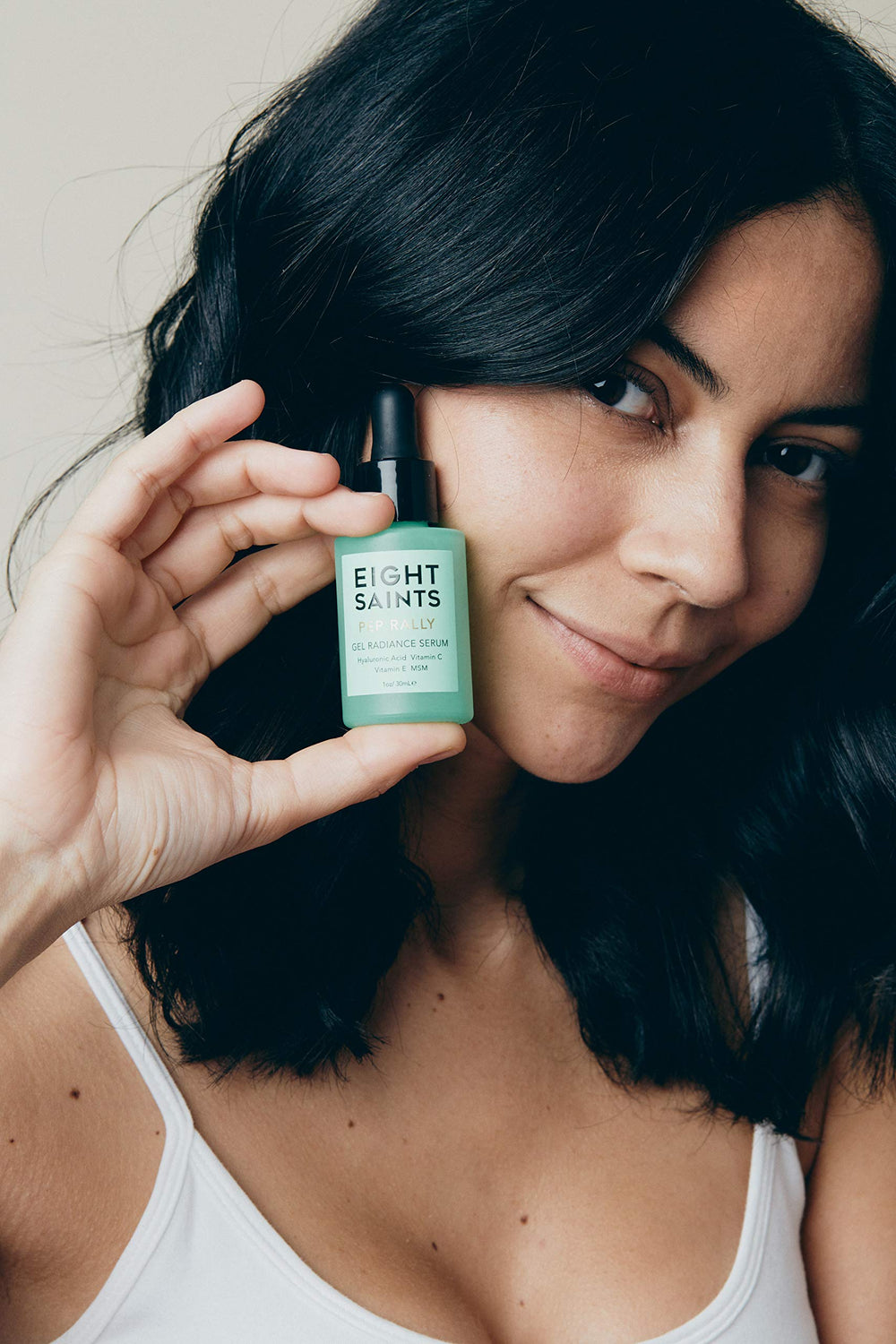 Eight Saints lightweight serum texture ready to melt into skin and brighten