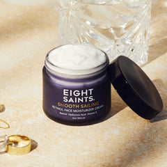 Fragrance-free Eight Saints moisturizer jar and label for sensitive skin users.