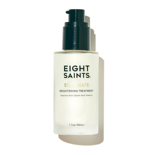 Eight Saints Soulmate Lotion bottle highlighting glycolic formula for hydration and brightening