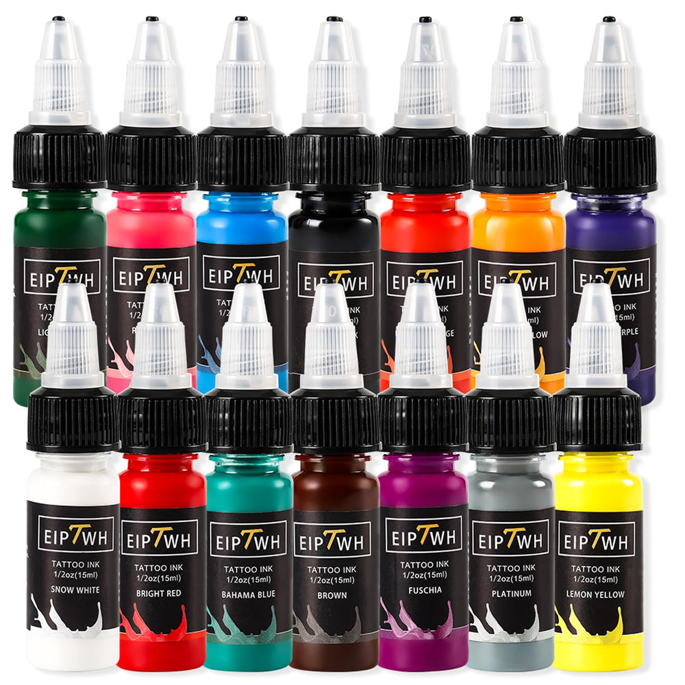 EIPTWH Tattoo Ink Set with 14 vibrant colors for precise line work.