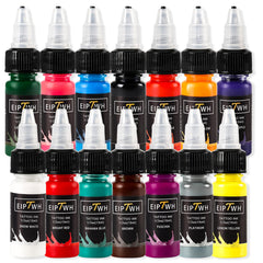 EIPTWH Tattoo Ink Set with 14 vibrant colors for precise line work.