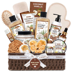 EIRNAY Christmas gift basket for women with coconut vanilla products for at-home pampering