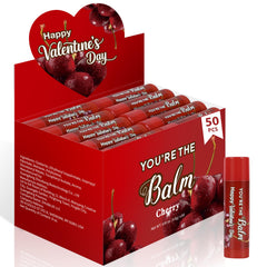 ElasignShopo Valentines lip balm display box shows bulk gifts for celebrations and events.
