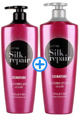 ELASTINE Silk Repair hair shine closeup showing glossy finish after use