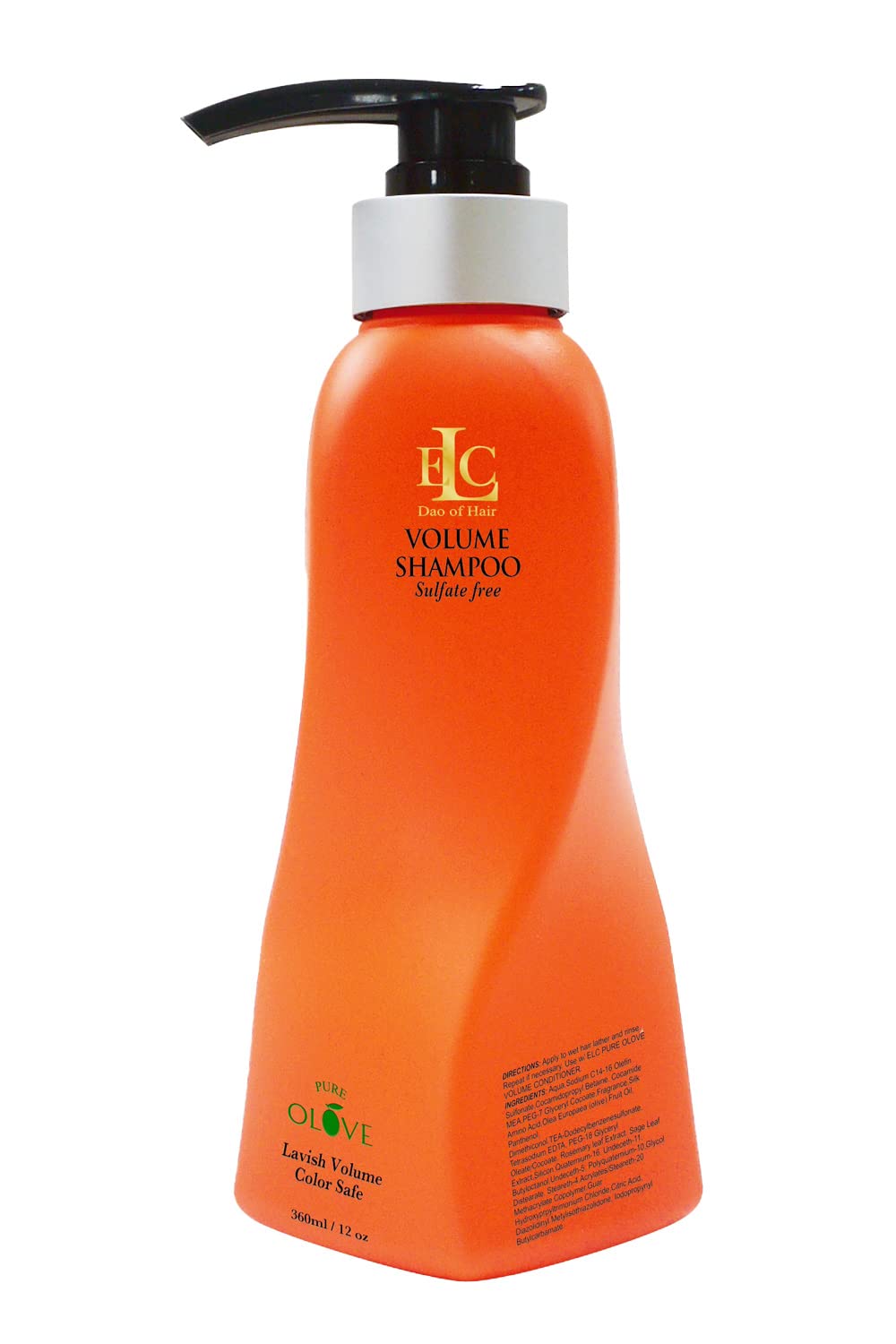 ELC Pure Olove Volume Shampoo bottle delivers gentle cleanse and color protection for fine hair.