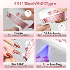 Electric Nail Clipper 4in1 debris storage keeps workspace clean