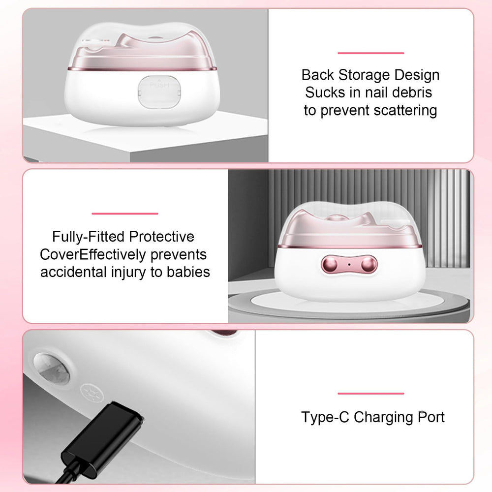 Electric Nail Clipper 4in1 front LED illuminates nails for safe trimming