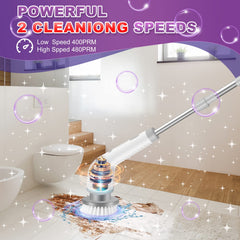 Electric Spin Scrubber two speeds control illustrating versatile cleaning power