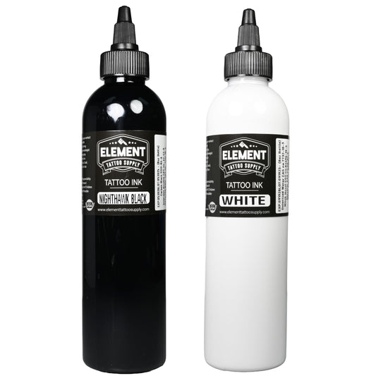 Element Tattoo Supply black ink 8oz bottle for bold outlines and rich shading