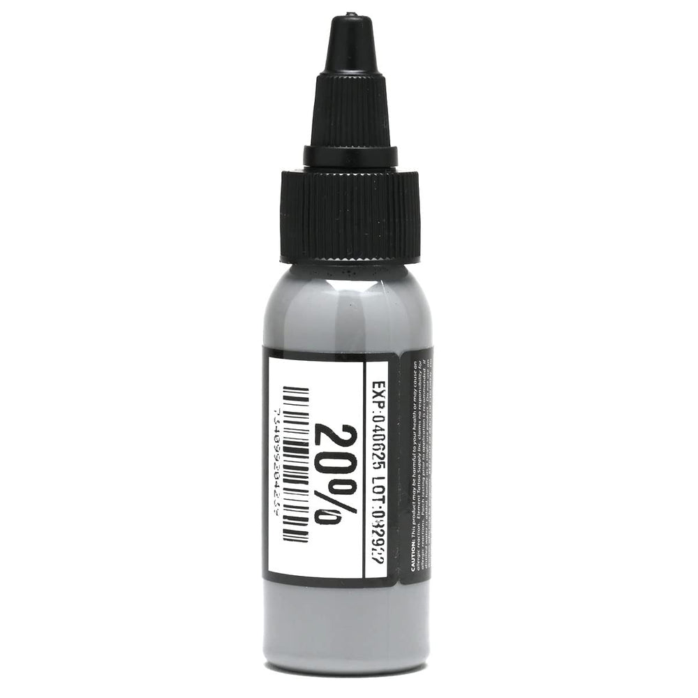 Element Tattoo Supply dark gray ink bottle closeup for strong contrast.