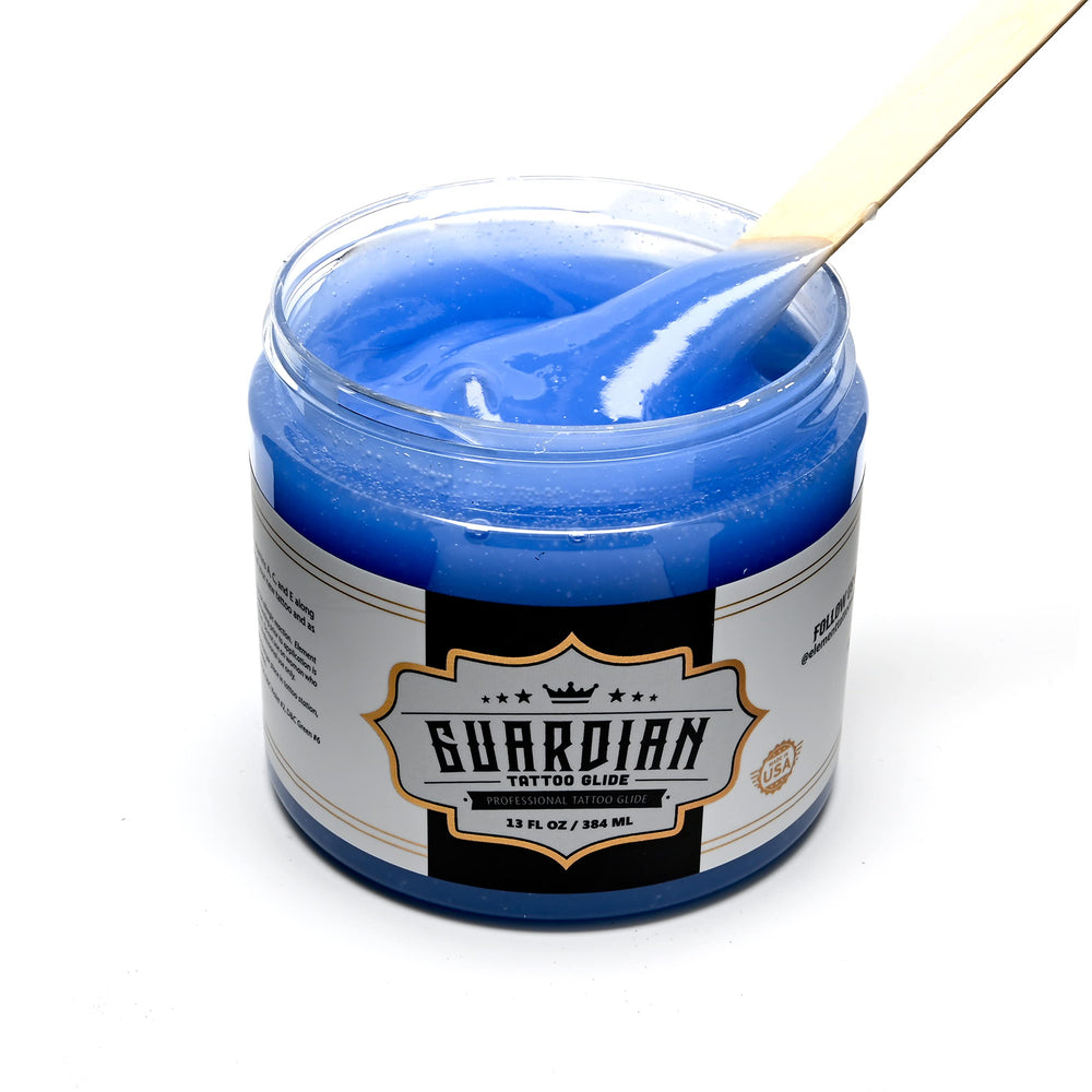 Element Tattoo Supply Guardian Tattoo Glide Gel consistency image demonstrates thin texture for easy spread