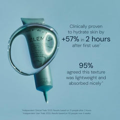 Close-up showing no white cast finish with Elemis SPF 50.