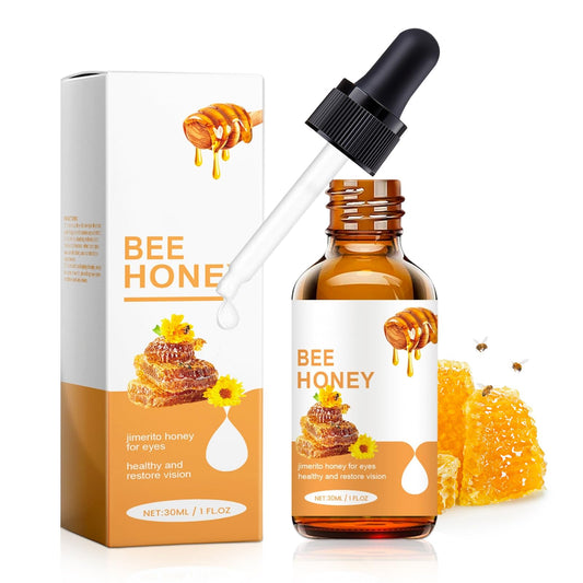 Elesysy Honey Eye Care bottle pour demonstrates easy, mess-free hydration for tired eyes.