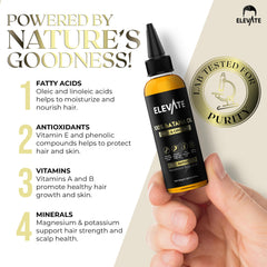 Elevate Batana Oil scalp-massage application demonstrates quick absorption.