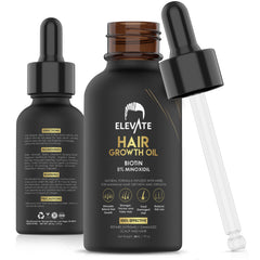 Elevate hair regrowth 5% Minoxidil bottle pour showing precise scalp application