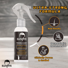 Elevate Minoxidil spray applied to scalp demonstrating targeted application
