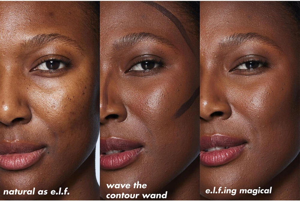 Halo Glow Contour Wand shade swatches show five-tone range